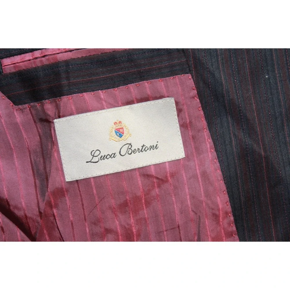 Luca Bertoni Blazer Mens XL Gray Good Pinstripe Wool 3-Button Notched Lapel